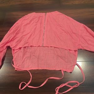 Nasty gal cropped pink tie back top